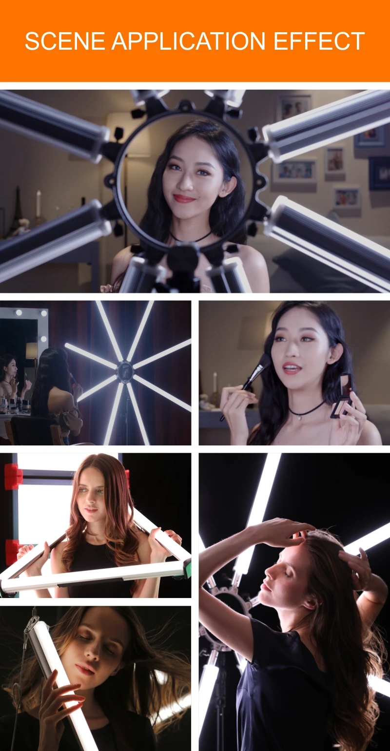 falconeyes Fusitu Dimmable 3200K-5500K Photography Makeup 6 Tubes Eyes Star LED Video Photo Ring Light Lamp with Tripod for Camera Phone godx FALCONEYES YN