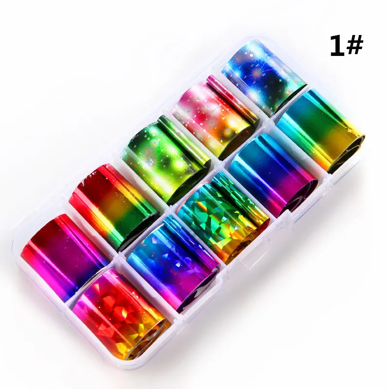 Decorações da Arte para Unhas Caixa Lote Folha Unha Gradiente Starry Sky Projeto Transferência Foil Sticker Manicure 13 - 2 Adesivos e decalques