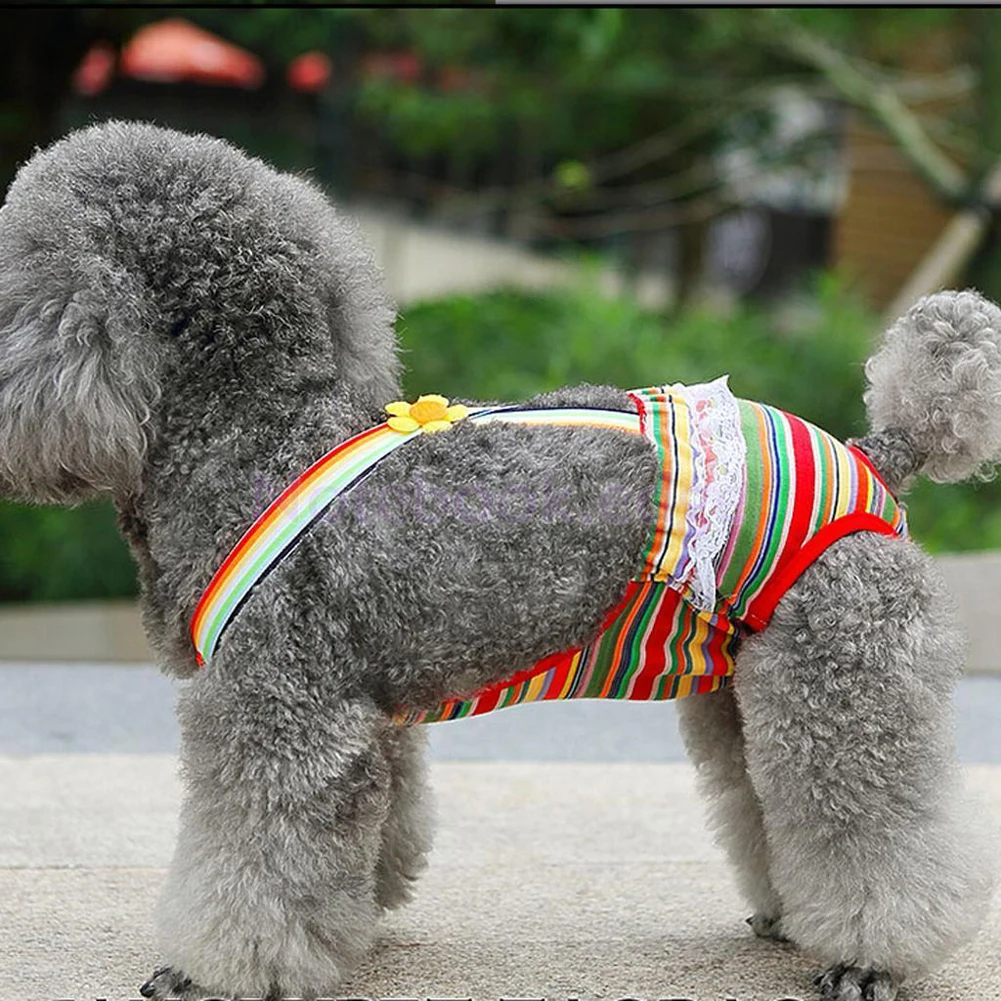 

1pcs Cotton Dog Sanitary Panties Breeches Cute Female Puppy Pet Dog Striped Suspender Braces Sanitary Panty Diaper XS-XXL