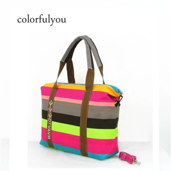 

Fashion Vintage Canvas big Bag Women rainbow Shoulder Bags Ladies Beach Bag Strip Tote Shopping Handbag Bolsa Feminina 5 Colors