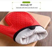 Толстые длинные водонепроницаемые теплые двойные анти Горячие и добавить хлопчатобумажные устойчивые силиконовые перчатки с хлопковой кухонной барбекю Кухонные рукавицы для выпечки