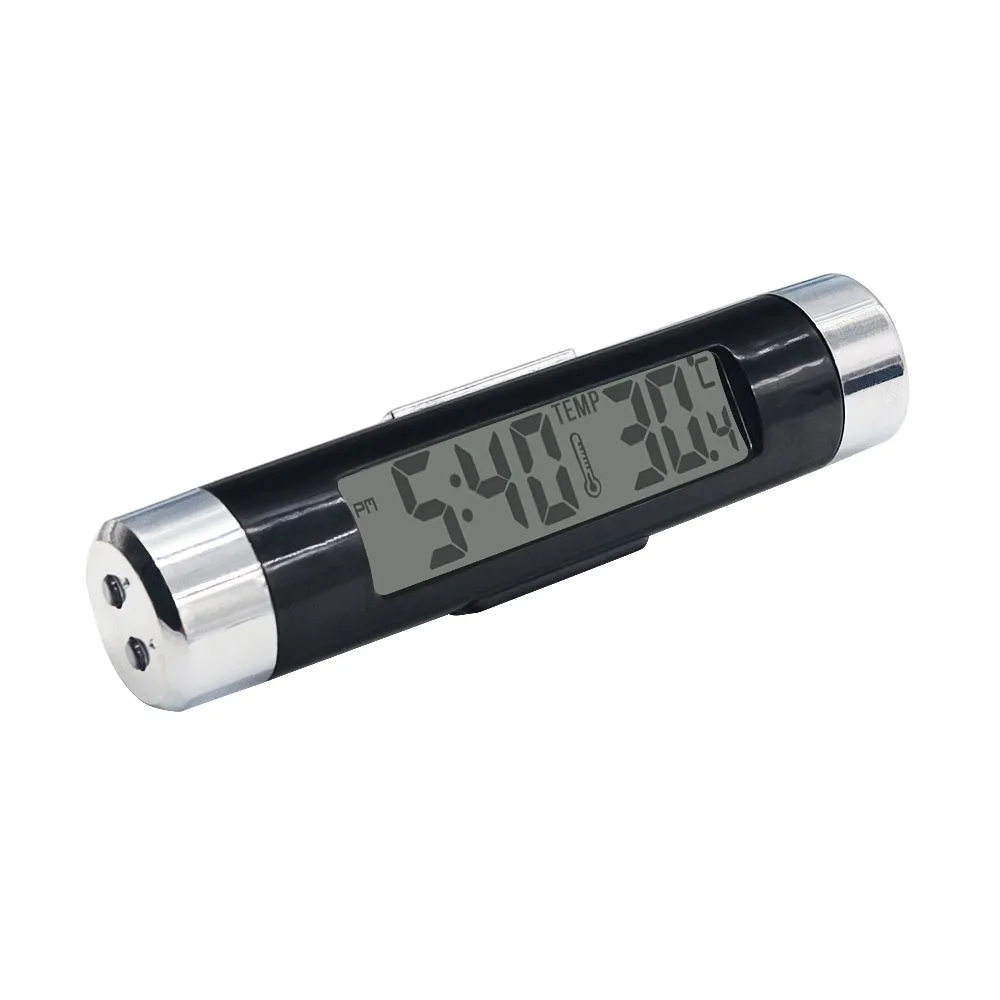 Portable Digital Car Thermometer Clock Air Outlet Clip Thermometers Time Clock Auto Car Accessories Auto Temperature Display LCD