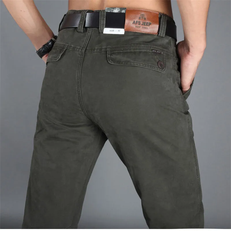 Günstige ICPANS Herbst Männer Casual Hosen Baumwolle Gerade Herren Hosen Schwarz Armee Khaki Mann Hose Plus Größe 40 42 2019 Frühling