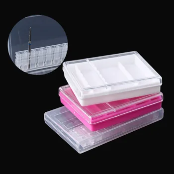 

6/10 Slots Acrylic Storage Box For Milling Cutters White Pink Clear Empty Stand Display Container Manicure Nail Art Tool LA2000