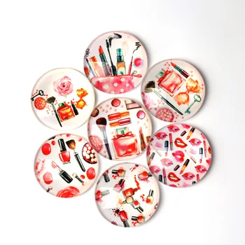 

Mix Style Fashion MAKEUP cosmetic 10mm 12mm 14mm 18mm 20mm 25mm 30mm Photo round glass cabochon demo flatback Jewelry DIY Making