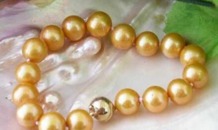 

Miss charm Jew 326 8" 11-12MM ROUND GOLD FRESHWATER PEARL BRACELET MAGNET