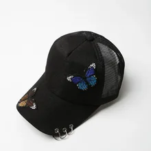 Бейсбол шапки высокое качество бабочки и цветы вышивка летом и осенью шапки модные женские туфли сетки Бейсбол Hat