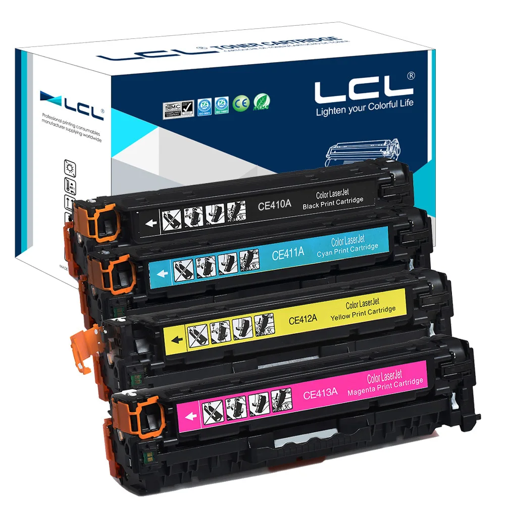 LCL 305A CE410A CE411A CE412A CE413A 4 Pack Compatible Toner Cartridge for HP Laserjet Enterprise300 M351M375nw