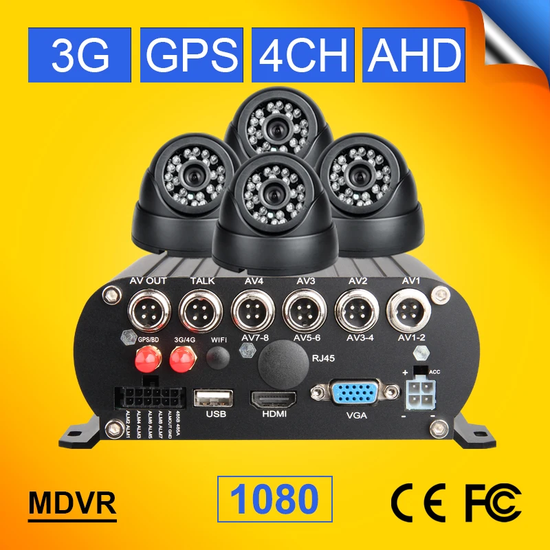 Система видеонаблюдения 3G 1080P GPS 4CH AHD HD видеорегистратор для мобильного телефона +