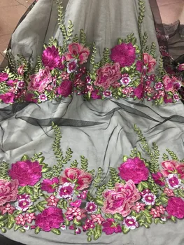 

Nice design embroidered tulle Fabric nigerian tulle lace fabric Latest flower lace fabric diudiu-6653 with embroidery