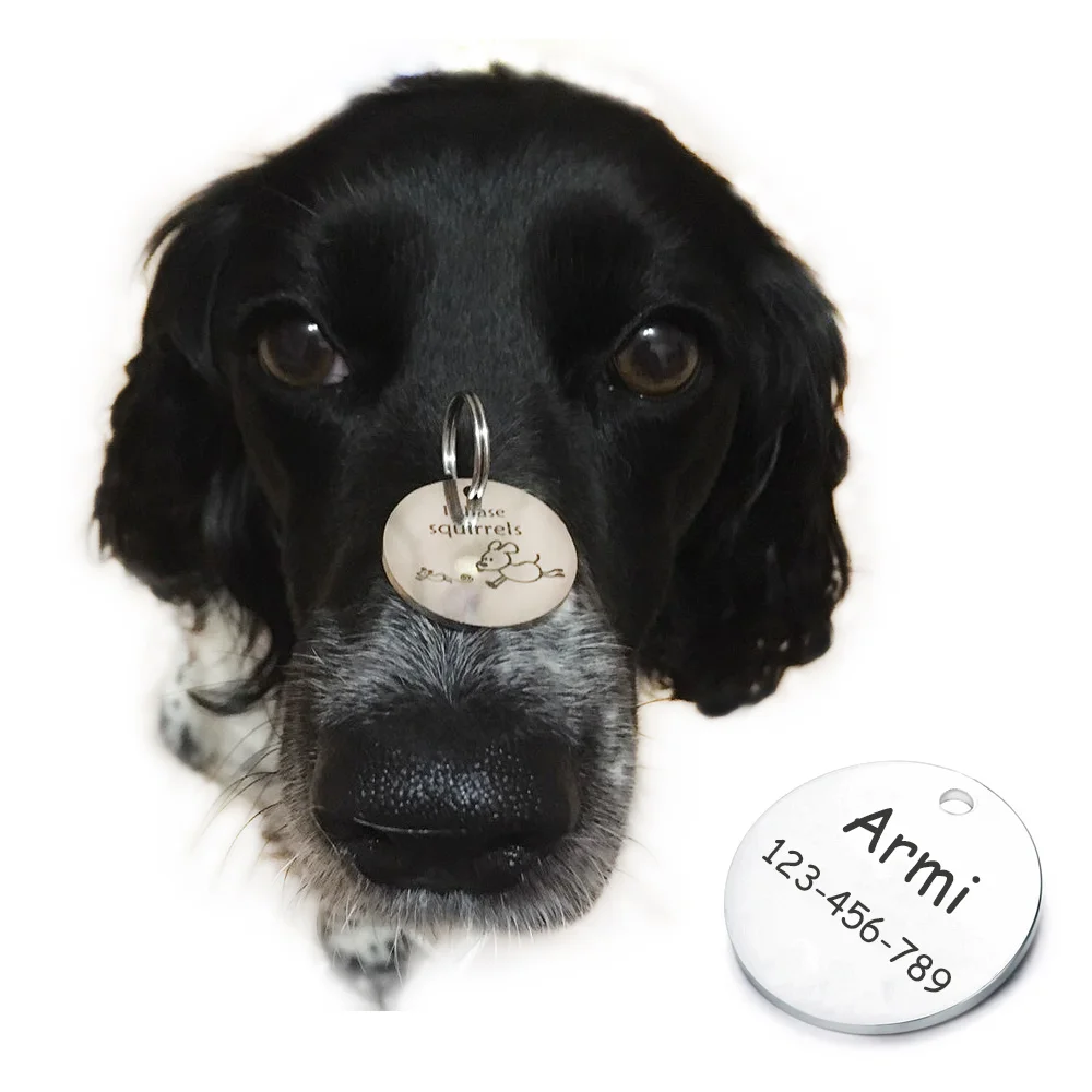 

Personalized Pattern Pet Dog ID Tag Custom Metal Stainless Round B6211001