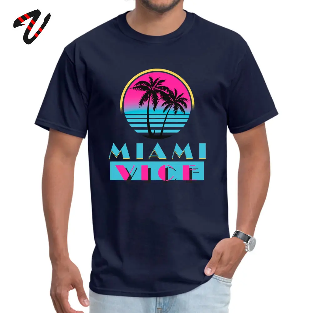 Miami Vice Round Collar T-Shirt Labor Day Custom Tops T Shirt Short Sleeve 2019 Newest 100% Cotton _black Clothing Shirt Men Miami Vice 22695 navy