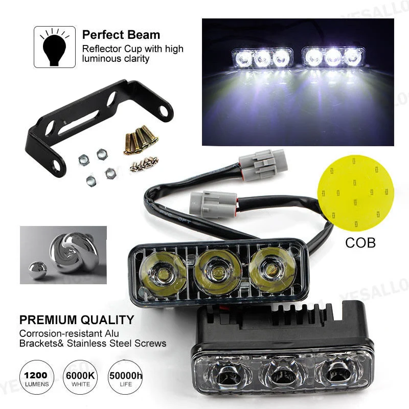 2Pcs LED Daytime Running Lights Waterproof Car High Power Aluminum with Lens DC 12V Super White 6000K DRL Fog Lamps (4)