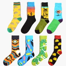 Забавные цветные праздничные Повседневные носки с пейзажем; Новинка; женские хлопковые носки в стиле Харадзюку, Мехико, такос, гамбургер, кактус; подарок на свадьбу