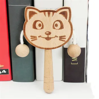 

Wooden Children's Early Education Music Toys Can Bite Boys Girls Develop Intellectual Traditional Cartoon Animal Rattles