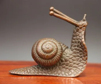

9 CM Chinese Pure Bronze Copper Handwork Lucky life-like Animal snail sculpture