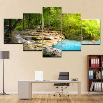 

New Modular Figure 5 PCS natural vintage old tree landscape Modular wall frame painting on canvas for home decoration paint