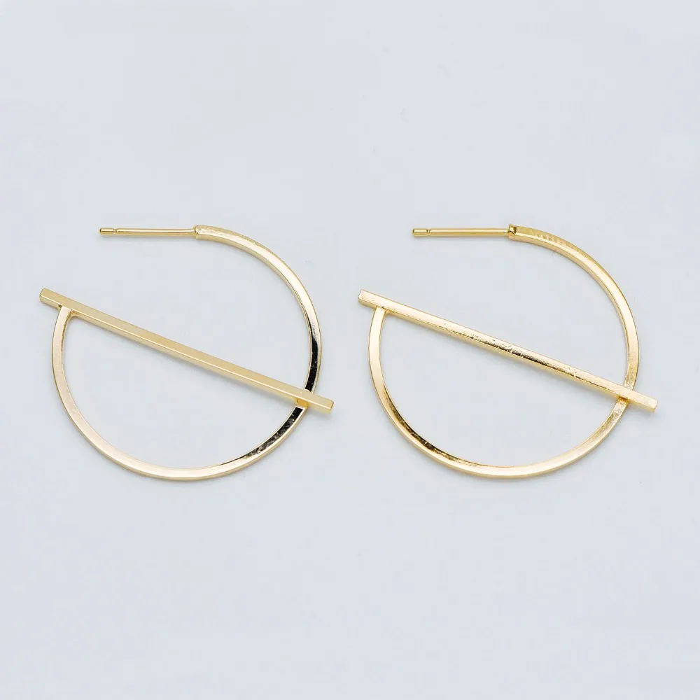 

10pcs Gold plated Brass Earring Posts, Geometric Circle Stud Earring, Circle Size 35mm (GB-509)