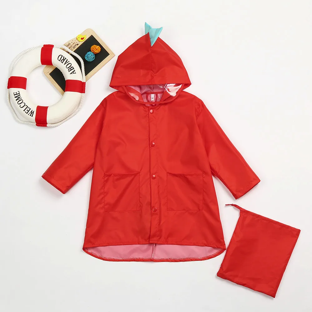 Милые водонепроницаемые нейлоновые куртки с динозавром; плащ-дождевик для мальчиков; ветрозащитная одежда для детского сада+ сумка; плащ-дождевик для малышей