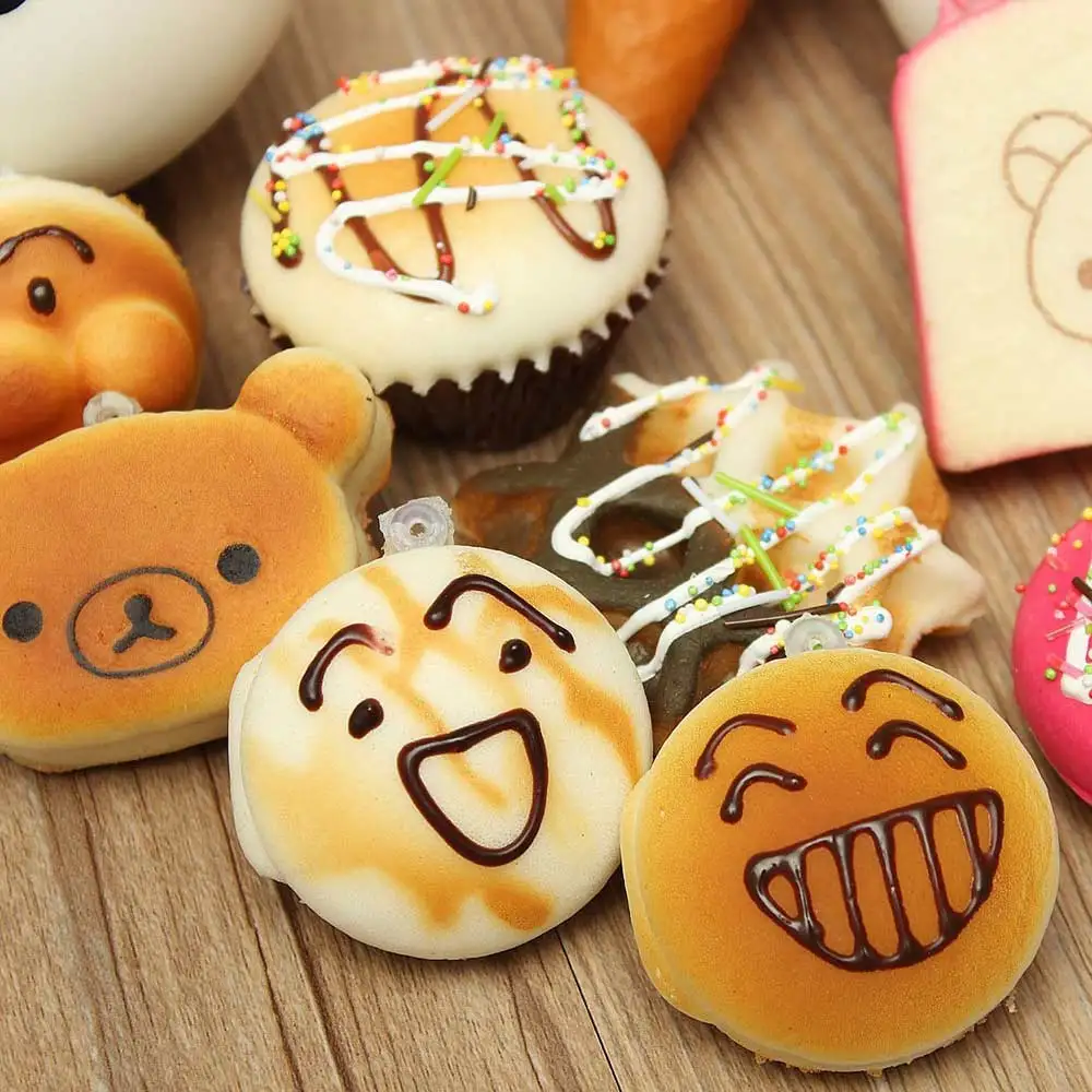 

30Pcs Random Kawaii Squashy Toy Slow Rising Antistress Simulation Bread Donut Charm Stretchy Squish Toy Phone Charm Key Bun Toys