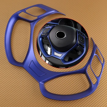 

CITALL Interior Car Steering Wheel Button Cover Trim Blue Plastic Fit For Toyota C-HR 2016 2017 2018 2019