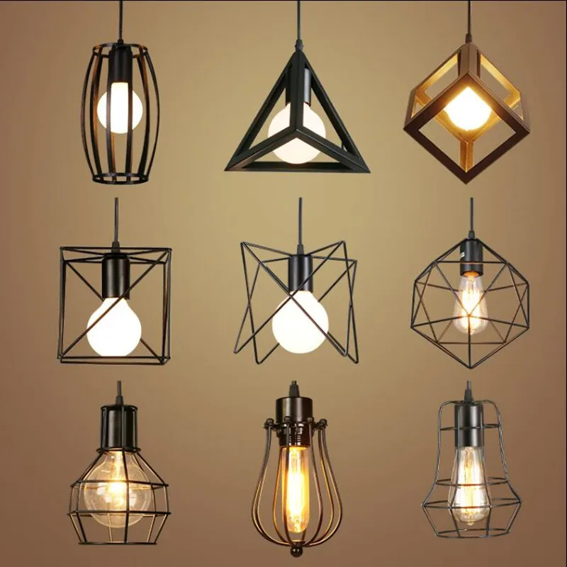 

Retro indoor lighting Vintage pendant light LED lights 24 kinds iron cage lampshade warehouse style light fixture