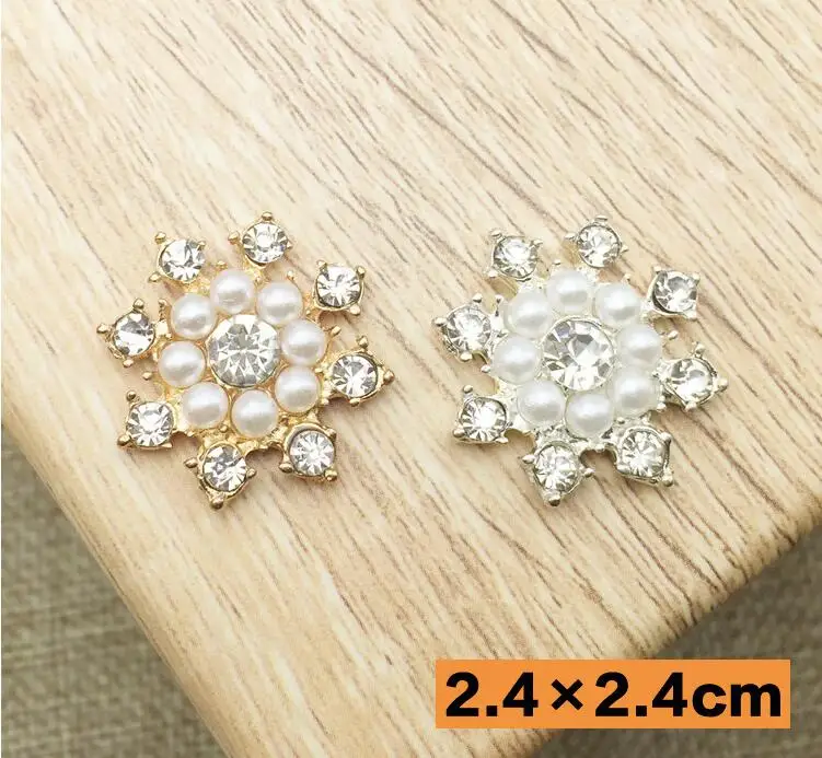 

24*24mm 10pcs Silver /Gold handmade pearl rhinestone snowflake hair Embellishment diy hair accessories