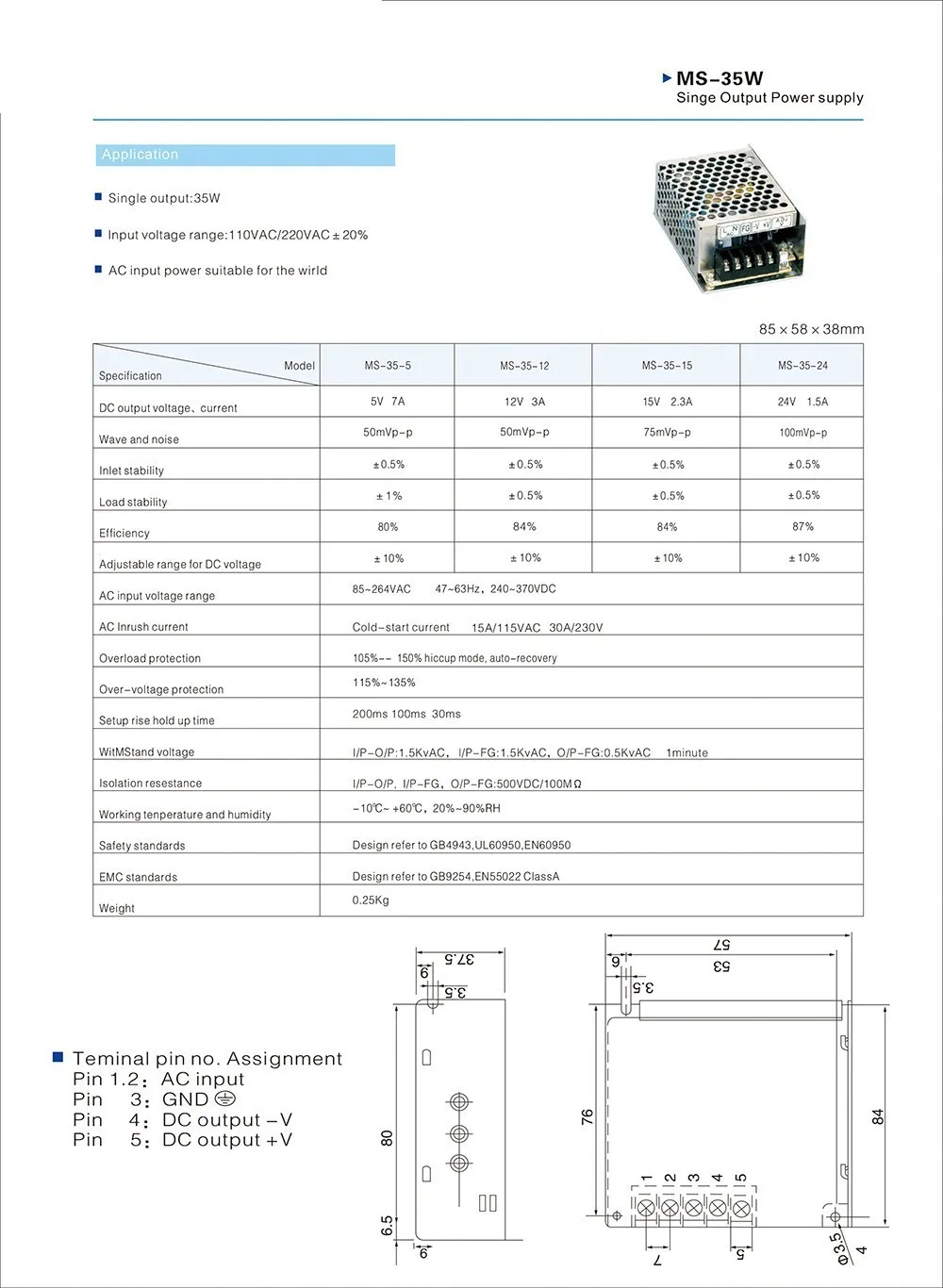 Тип Мини DC источник питания 35 W 15 V 2.3A, одиночный выход smps блок питания для светодиодных драйверов, AC110V/220 V трансформатор переменного тока в постоянный 15В