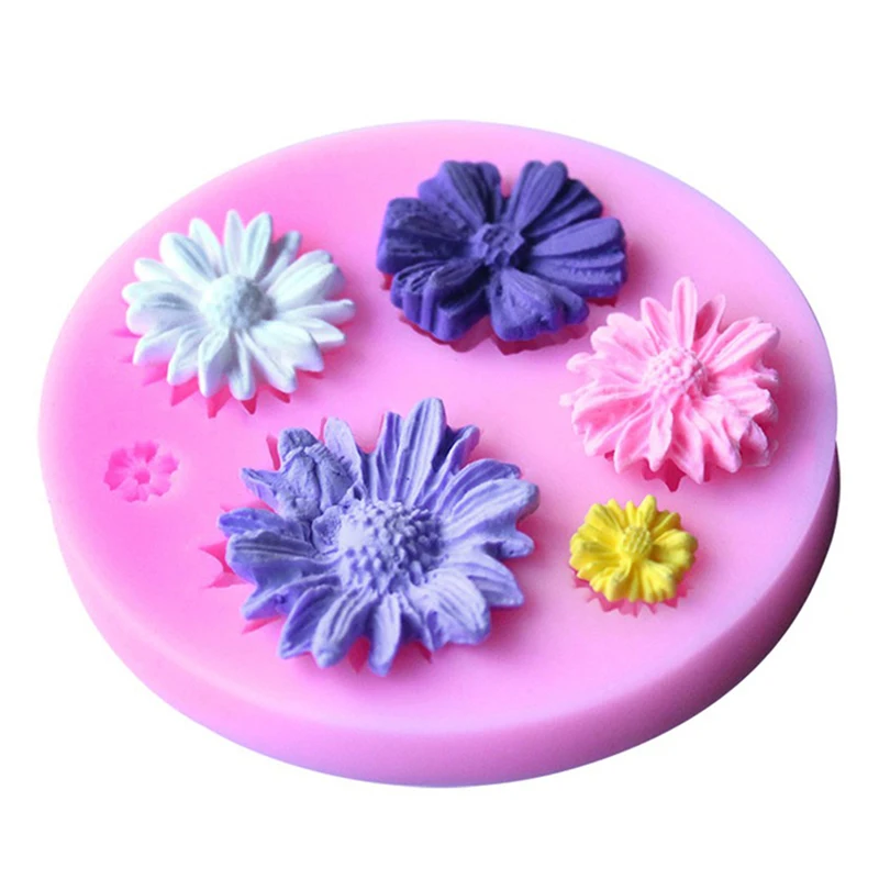 3D Chocolate Mold Bar Block Floral Ice Silicone Cake Candy Sugar Bake Mould Safe