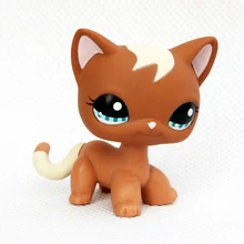 Литл пет шоп лпс стоячки кошки игрушки lps pet shop редких животных игрушка Симпатичная Фигурка героя Маленький коричневый Кот модель игрушки для детей с голубыми глазами