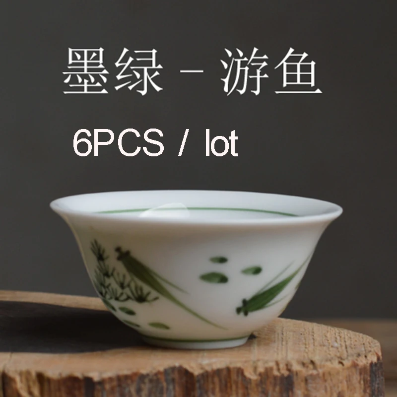 6 шт. 30 мл китайский керамический чайный набор кунг-фу ручная роспись пейзаж чайная чашка из фарфора Tieguanyin чайная чашка винтажный мастер маленькая чашка - Цвет: C