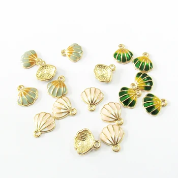 

Wholesale ! 16mm*13mm 30pcs/lot All Enamel Fan Shell Small Alloy Charms For Jewelry Handmade DIY Accessories