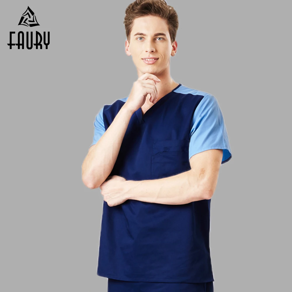 2018 Men Doctor Nurse Medical Uniforms dental Hospital Pharmacy Scrubs