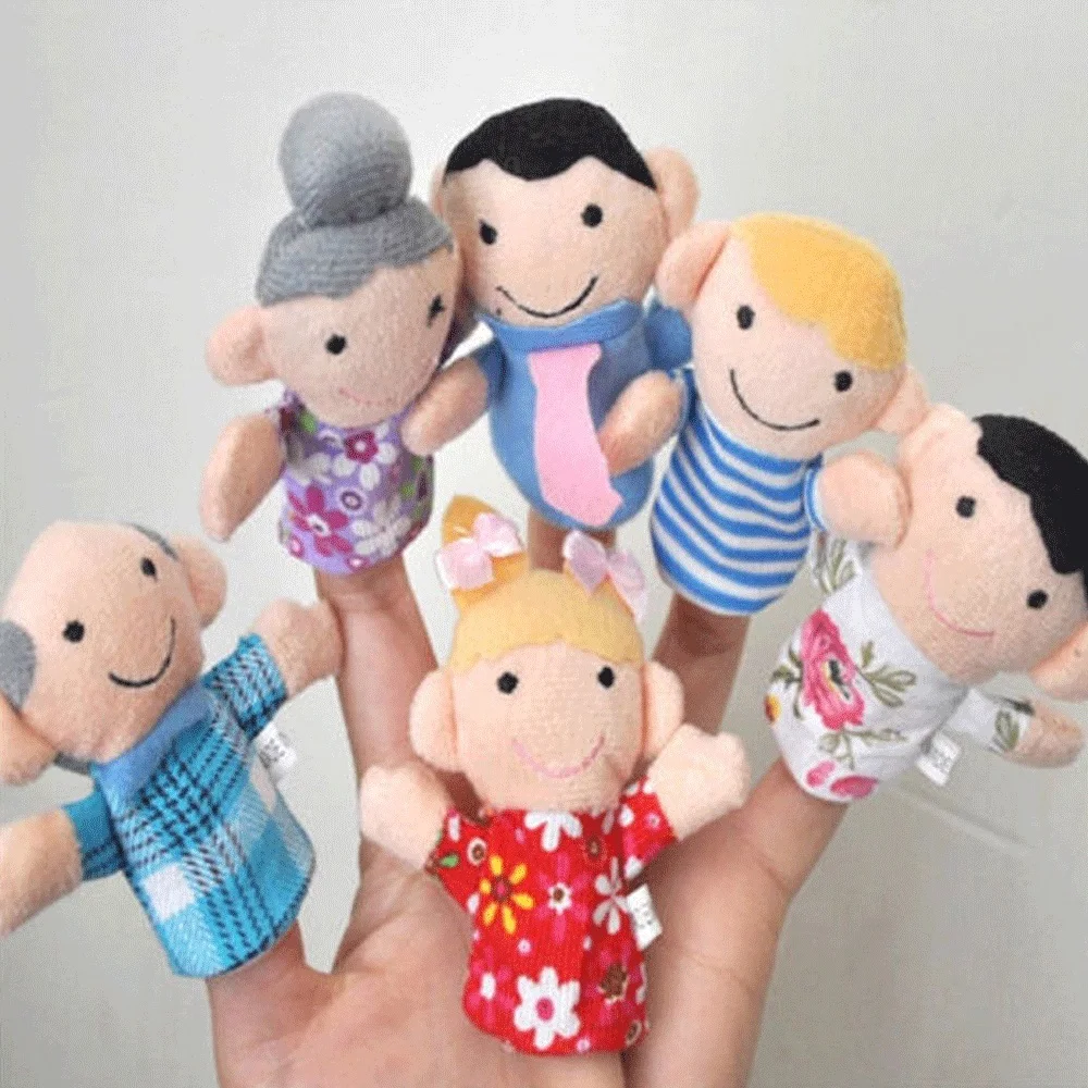 US family Finger Puppets тканевые куклы детские развивающие ручной мультфильм комплект игрушек для животных