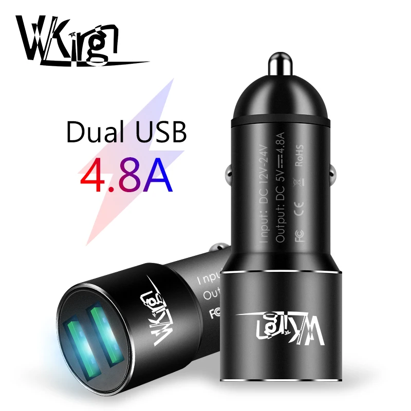 VVKing 4.8A ماكس ذكي ثنائي USB معدن من خليط الألومنيوم سيارة شاحن آيفون سامسونج الهاتف المحمول جهاز تسجيل فيديو رقمي للسيارات شحن