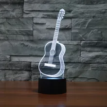 Creative 3D Visual Ukulele guitar Model Illusion Lamp LED 7 Color changing Novelty Bedroom Night Light Music Home decor IY803358