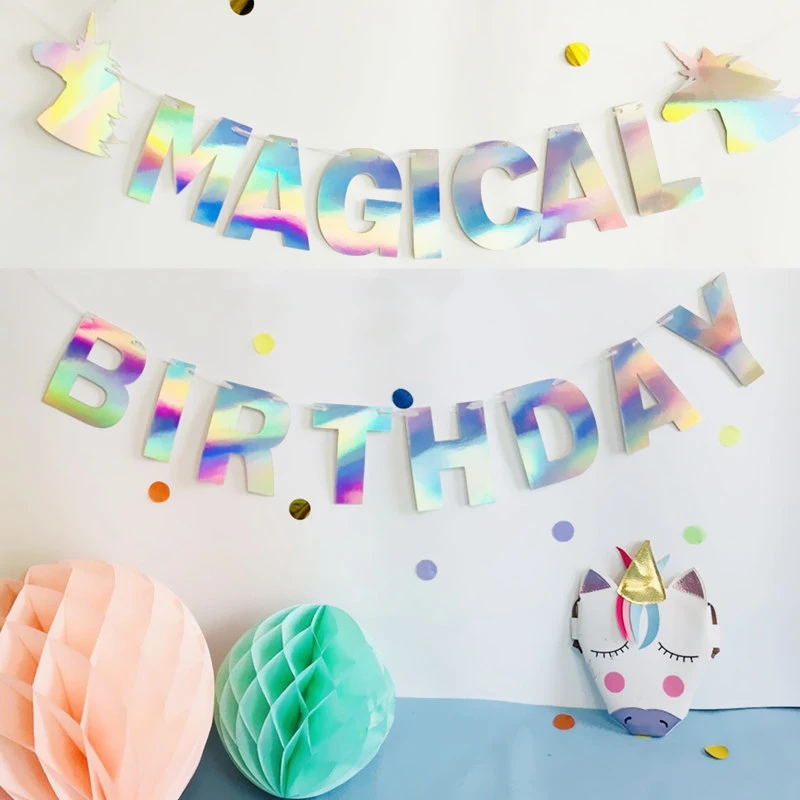 

Colorful MAGICAL BIRTHDAY Unicornio Banner Baby Shower Unicorn Party Decoration Happy Birthday Party Decorations Kids Garlands