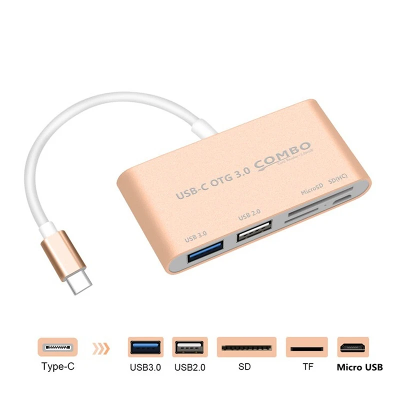 Trumsoon USB 3,1 type C OTG к USB 3,0 2,0 конвертер SD TF кард-ридер адаптер usb-хаб для Macbook huawei P20 30 samsung S8 9 10 - Цвет: Цвет: желтый