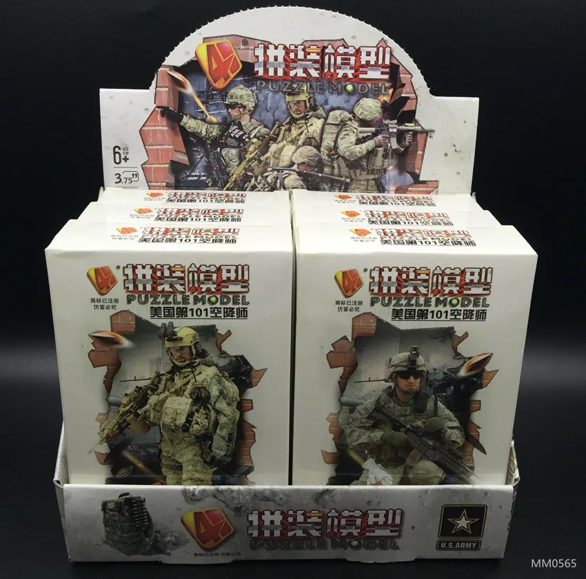 

4D Model 6pcs/set 1:18 Movable Army Man Plastic Assembled Toy U.S.A 101st Airborne Division Soldiers