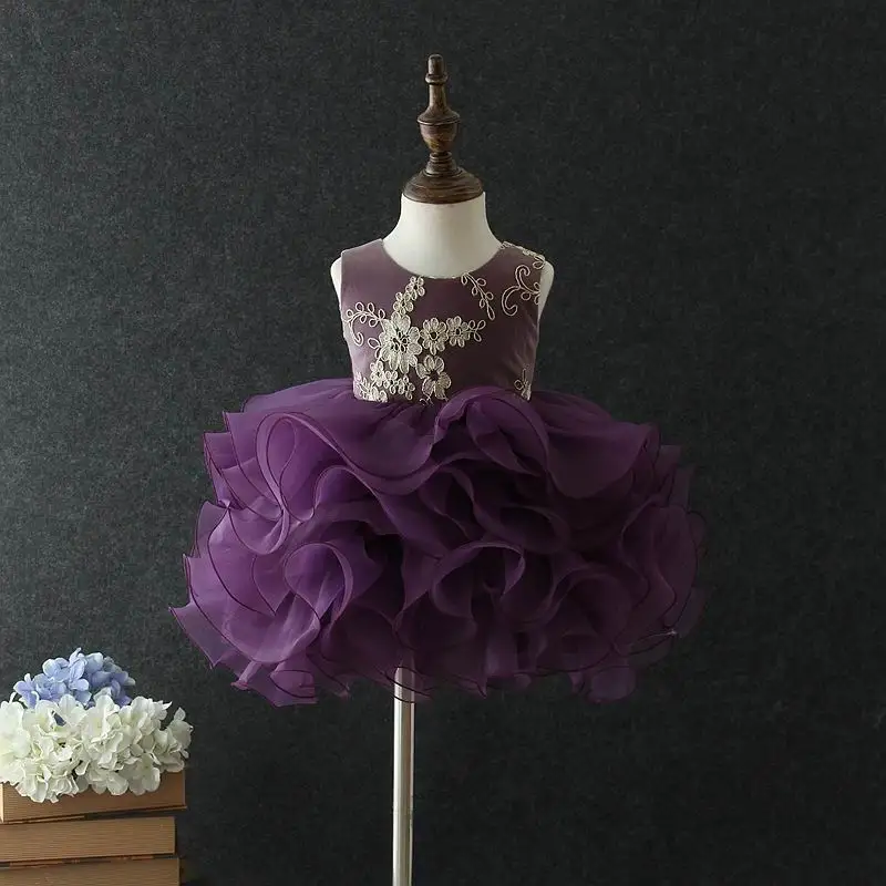 

Boutique Korea Style Baby Girls Dresses for Party and Wedding Formal Evening Embroidery Fluffy Tutu Birthday Dress 1-5Y E025
