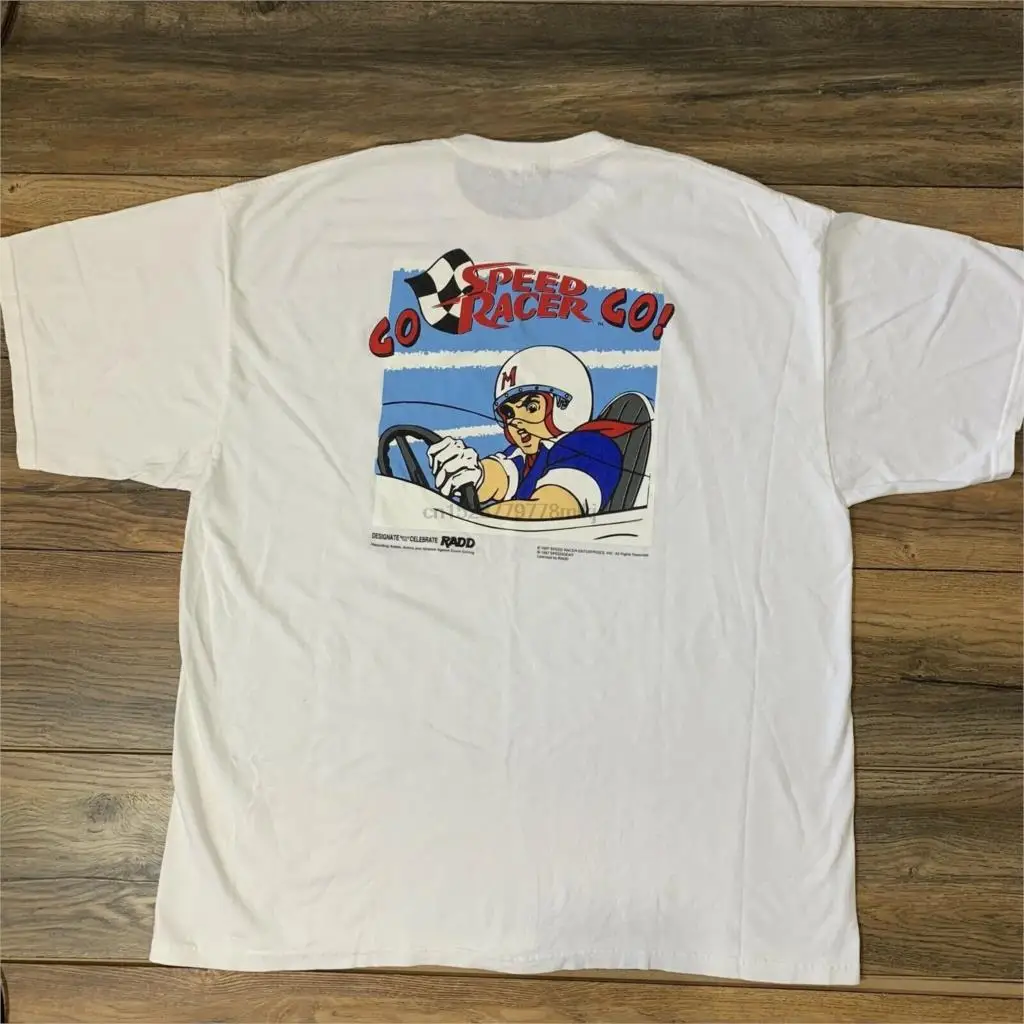 Винтажная Футболка Speed Racer Go модная повседневная футболка с круглым вырезом и