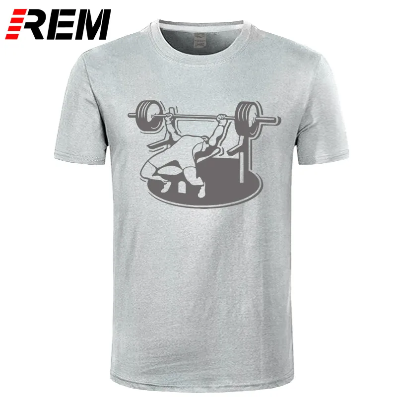 REM новые Брендовые мужские футболки летние хлопковые футболки с коротким рукавом Бодибилдинг скамья пресс штанга футболка размера плюс - Цвет: gray gray
