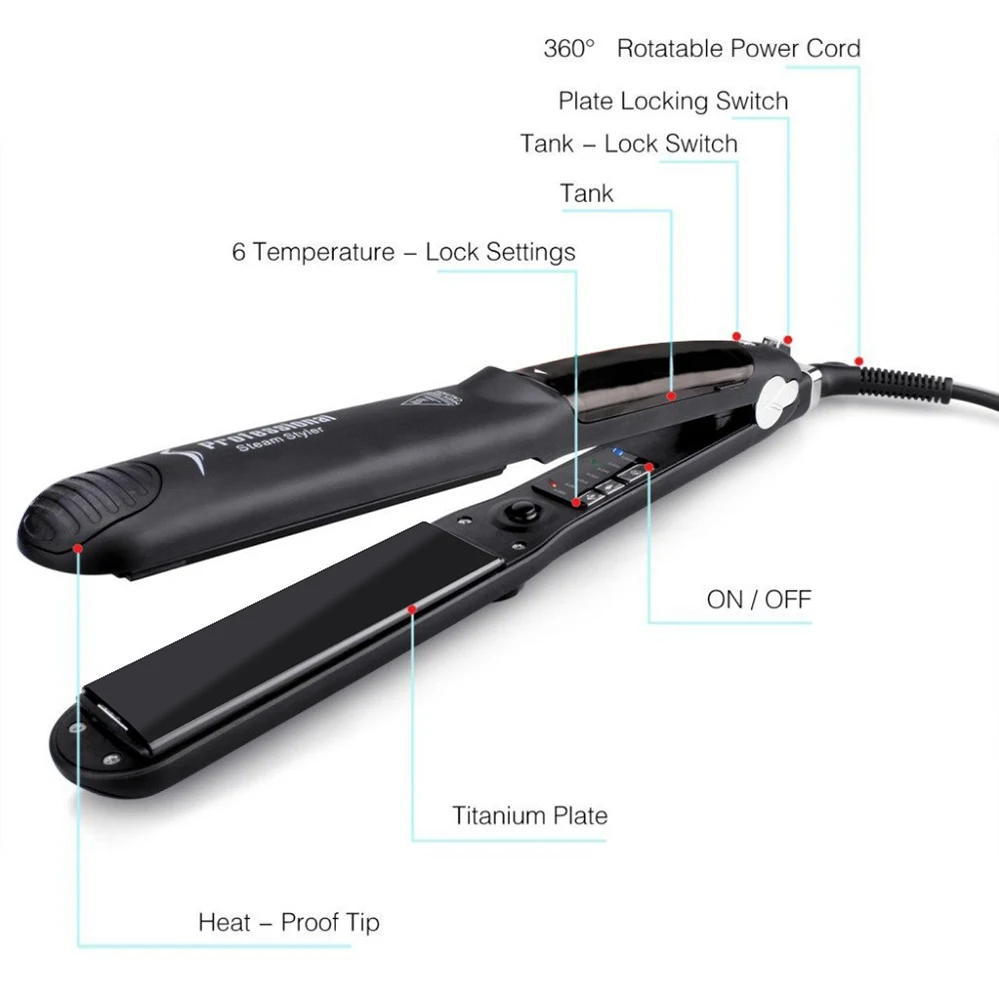 Plancha de pelo a vapor, rizador de pelo profesional de cerámica,  herramienta de peinado|styling tools|steam hair straightenerstraightening  iron - AliExpress