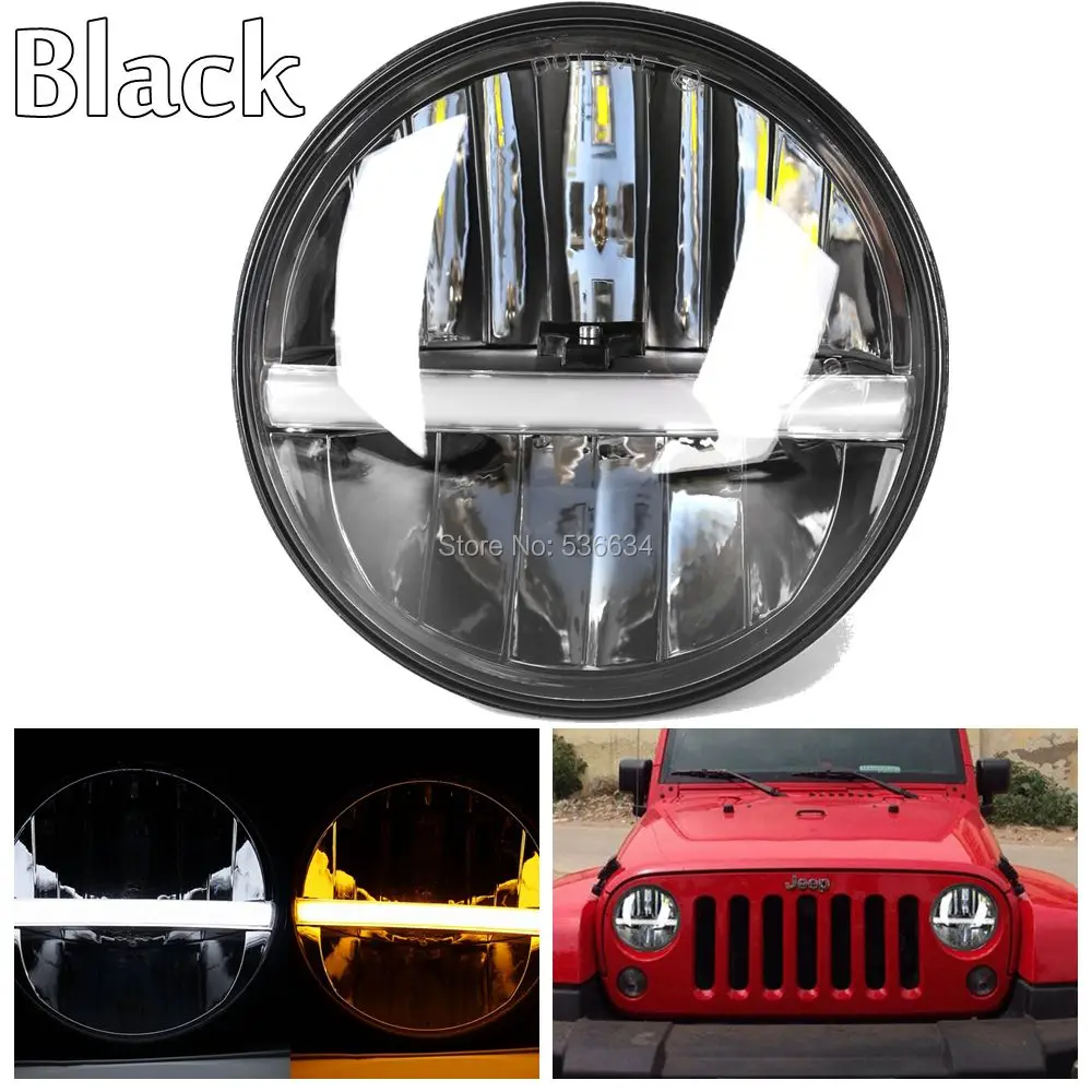 

2Pcs 7 Inch Waterproof Reflective Cup LED Headlight with White/Amber Beam DRL for 2007-2017 Jeep Wrangler JK 2 Door 4 Door