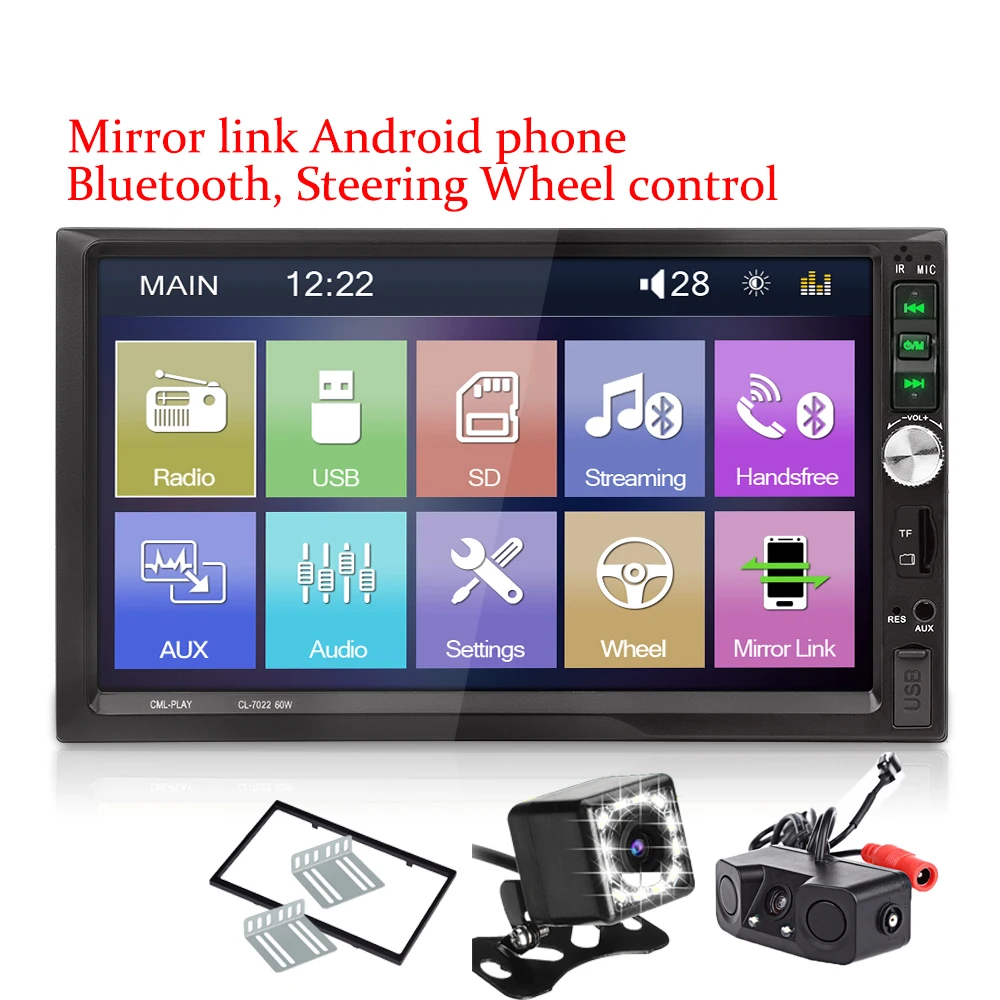 

2 din car radio 7''HD Touch Screen Autoradio Multimedia Player 2DIN Bluetooth Multimedia USB FM MP5 Autoradio Car Backup Monitor
