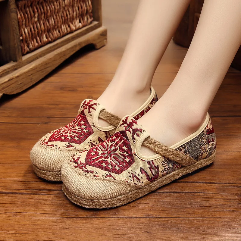 SONDR/Женская обувь большие размеры Винтажная с вышивкой zapatos de mujer на плоской