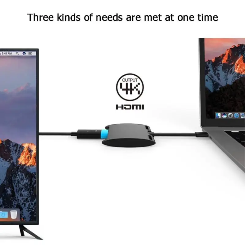 

USB-C 3.1 Hub Type-C to USB3.0+4K HDMI + USB-C PD Converter Adapter Cable Cable video cables gold