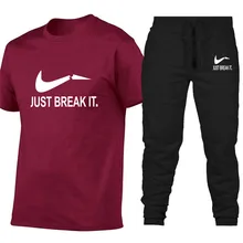 Two-piece Suit Sportswear Casual Tshirt Gym Exercise Fitness Suit Summer Cotton Suit T-shirt+Pants Men's Brand Clothing Dropship