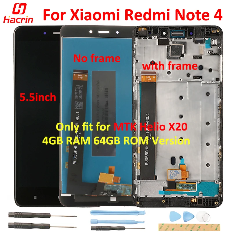 

LCD Screen For Xiaomi Redmi Note 4 LCD Display Touch Screen Tested LCD for Xiaomi Redmi Note 4 LCD 5.5inch MTK Helio X20 Version
