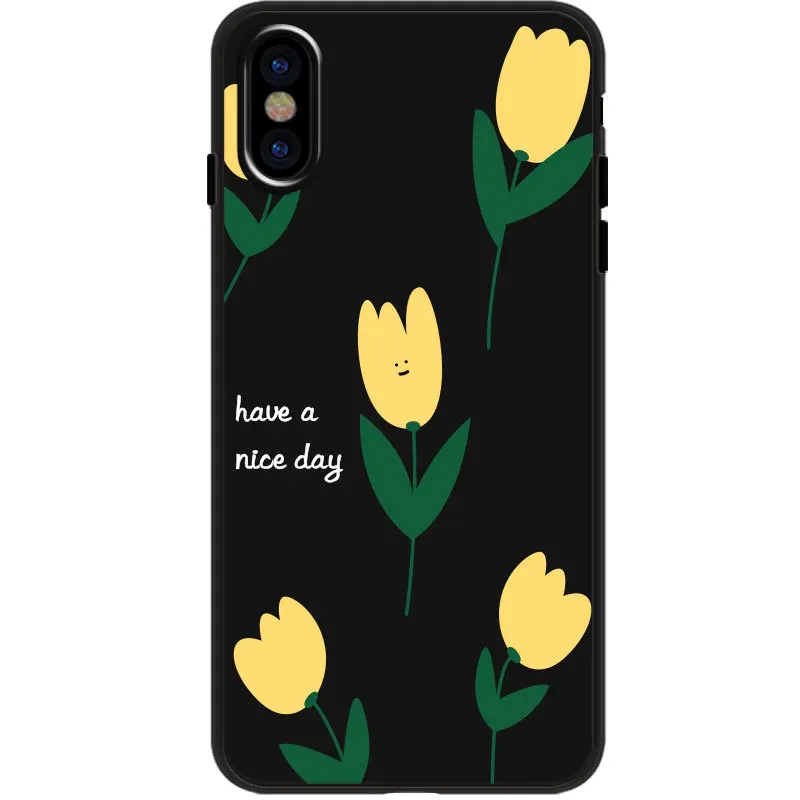 

Retro Case For iPhone cover X XS Max XR Cute plant tulip flowers Soft Phone case silicon Fundas Capa For coque iphone 8 7 6 Plus
